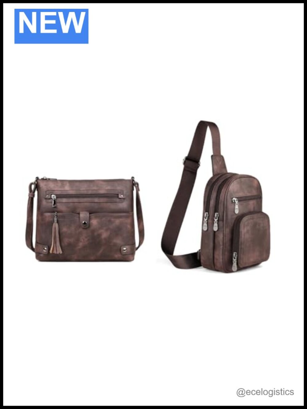 Large PU Leather Crossbody Bag for Women with 7 Pockets